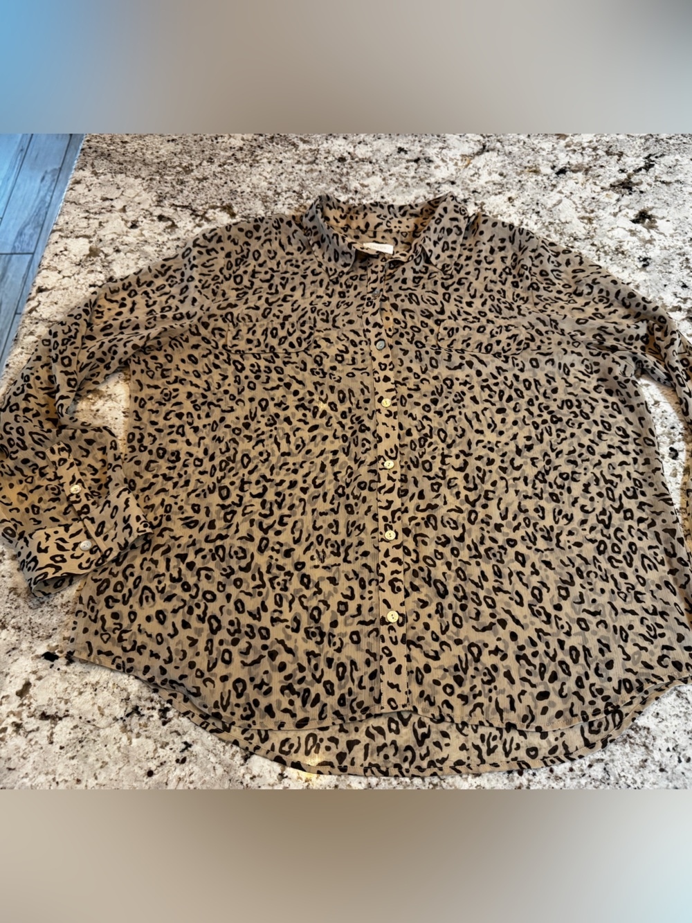 Chico's Taupe and Black Animal-Print Blouse